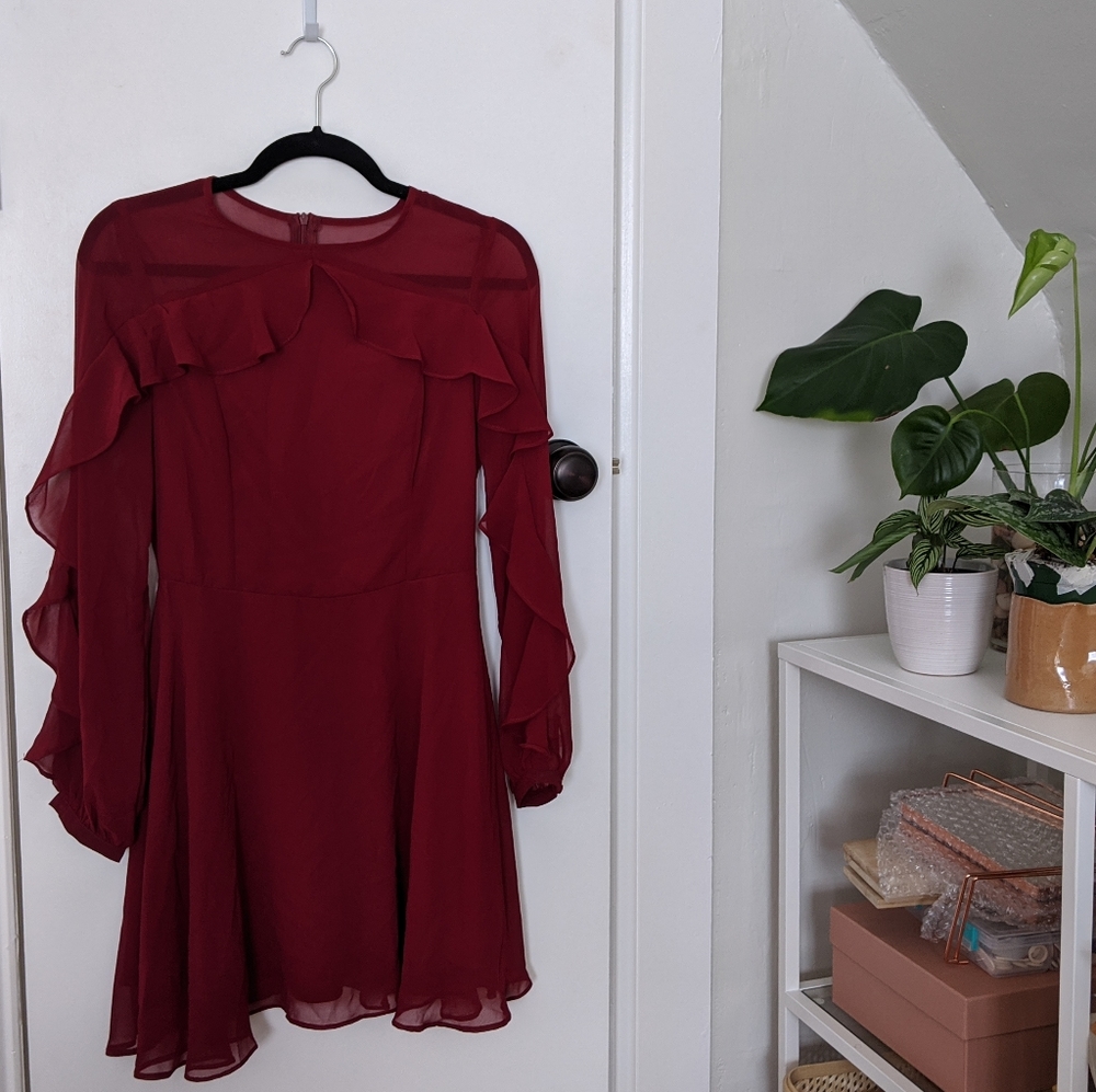 Lulu's long sleeve burgundy dress